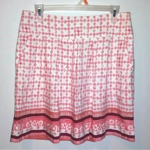Ann Taylor Loft linen blend geometric pleated skirt, slant pockets - size 6 - F - Picture 1 of 7